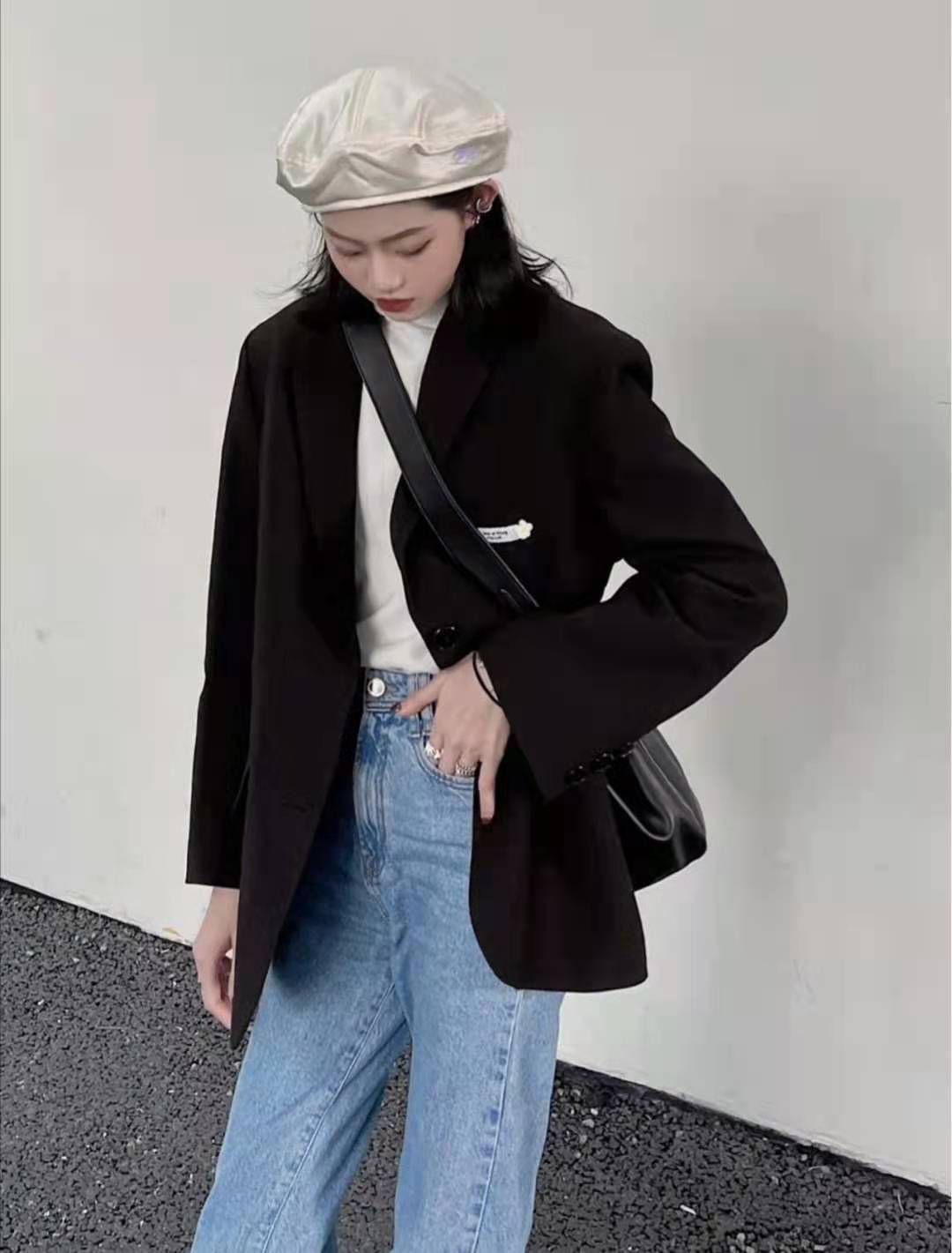 春天西装外套,卡其色西装外套搭配图片女