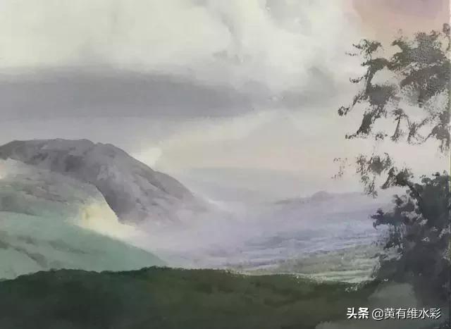 水彩画山风景入门,远山画法入门教程