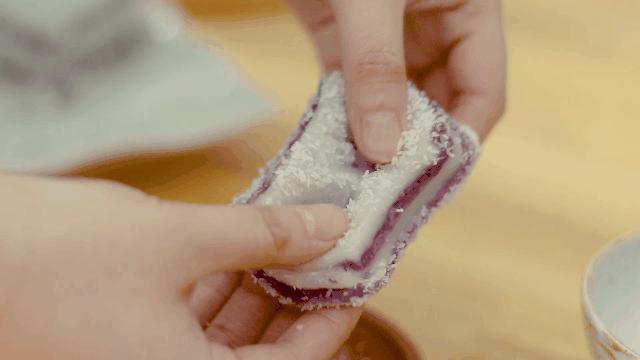 紫薯三角糯米糕,紫薯糯米粉发糕