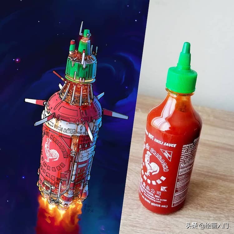 科技绘画太空飞船创意说明,7-12岁儿童创意绘画飞船