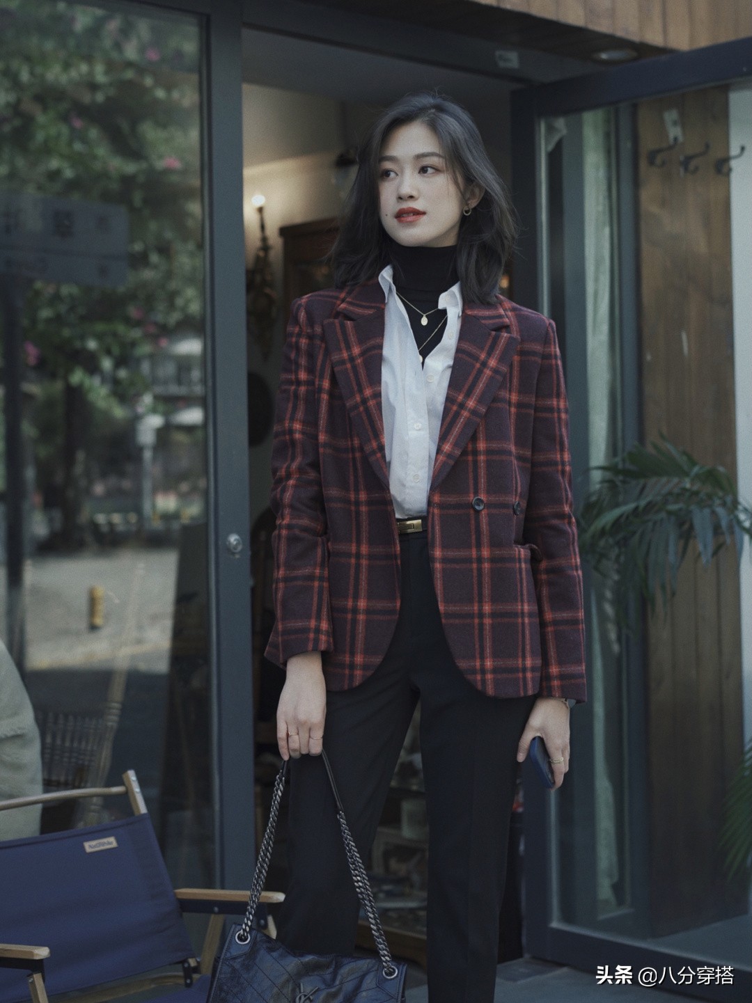 穿格纹西装知性又优雅,复古格纹西装搭配冬季