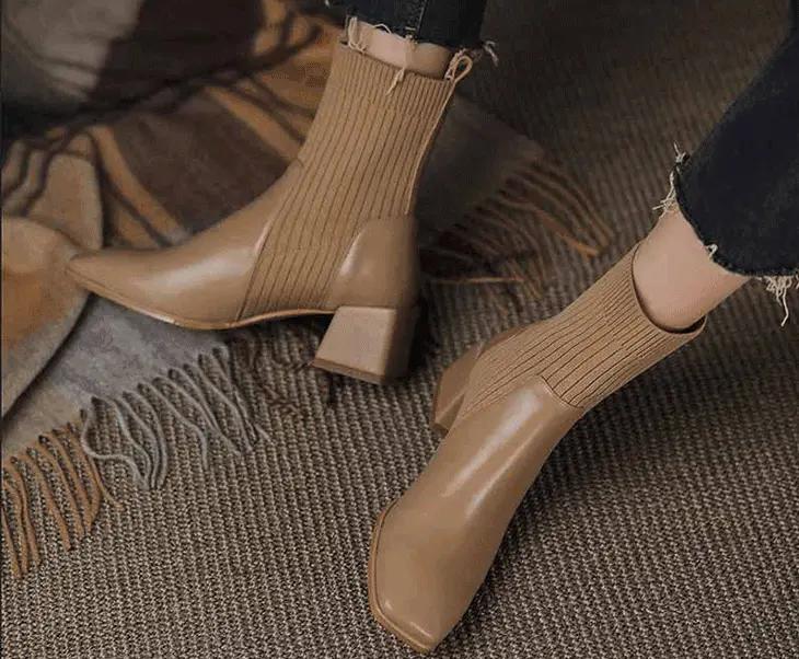 小粗腿适合的方头短靴,方头短靴和尖头短靴哪个更好搭配