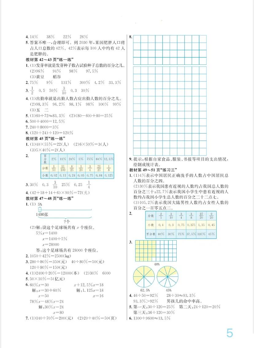 六年级数学北师大版教材习题答案,北师大版六年级上册数学99页答案
