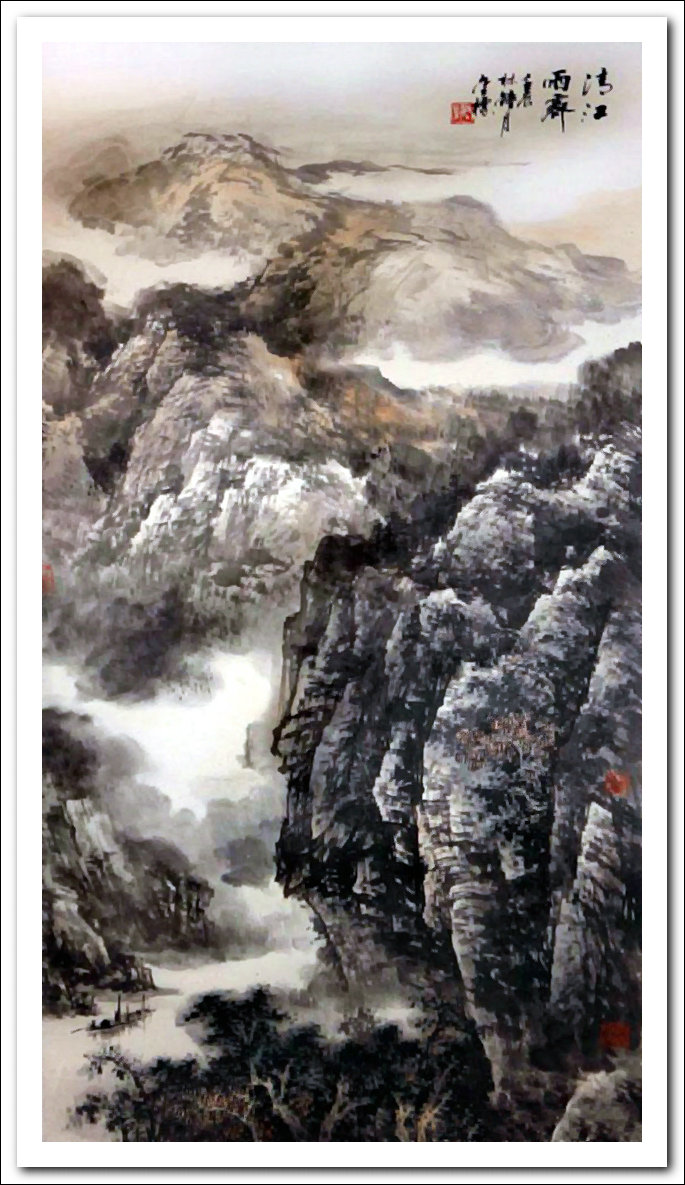 溪山山水画,溪山风骨山水图