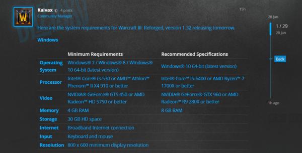 魔兽争霸3重制版配置,魔兽争霸3重制版推荐配置