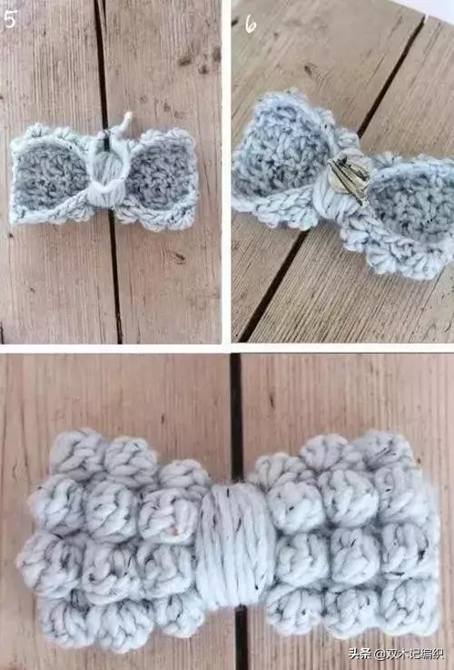 蝴蝶结的钩法教程全过程,金边蝴蝶结钩针详细教程图解