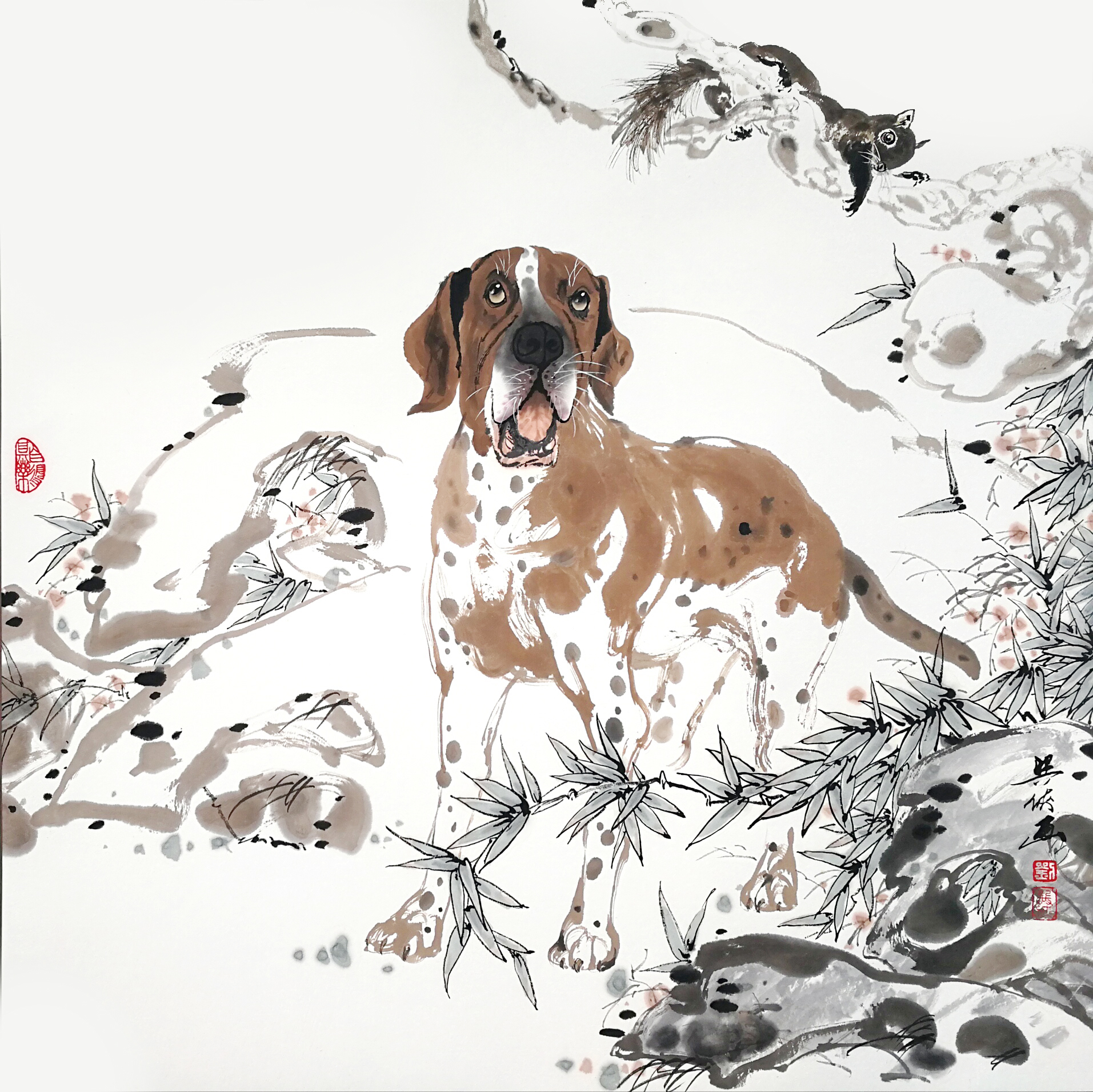 国画黑狗写意画欣赏,名家画狗的作品欣赏