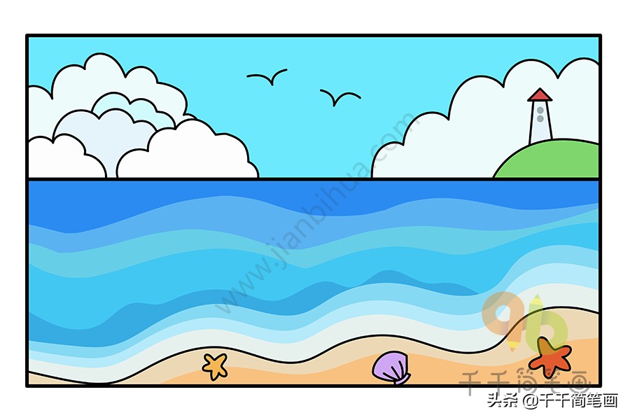 风景建筑简笔画,简笔画风景主题作品图片