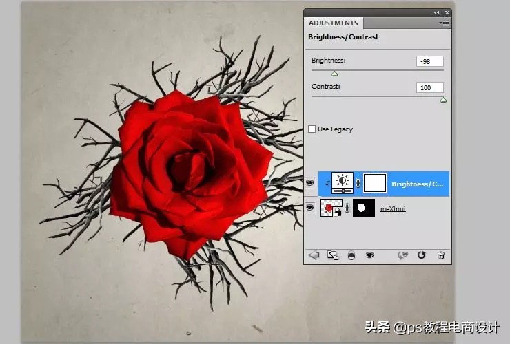 ps怎么把玫瑰变成金黄色,ps蝴蝶和鲜花合成