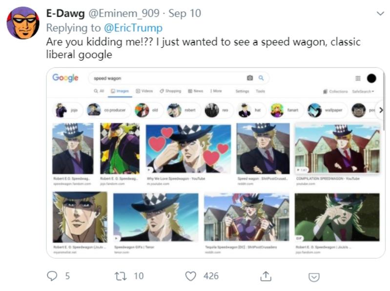 特朗普儿子因搜到《灵能百分百》图片怒喷谷歌蛊惑人心，惨遭群嘲