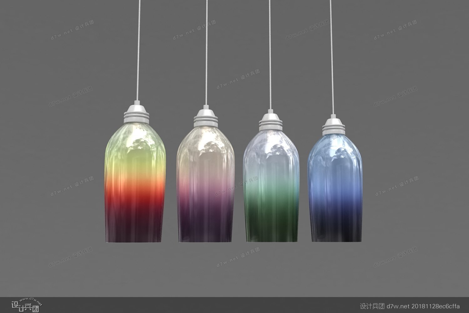 中式镂空格栅吊灯3d模型,单头小吊灯效果图