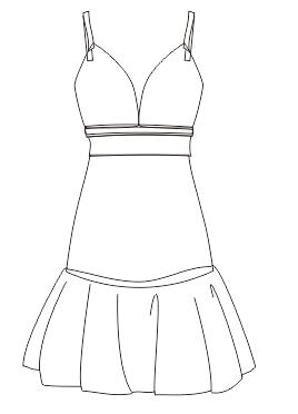 cdr服装连衣裙设计图,款式图裙子