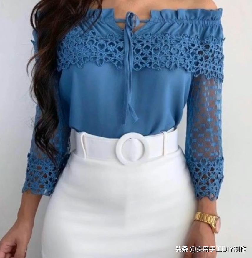 衬衫蕾丝上衣女设计感,新款设计感小众女装长袖蕾丝衬衫