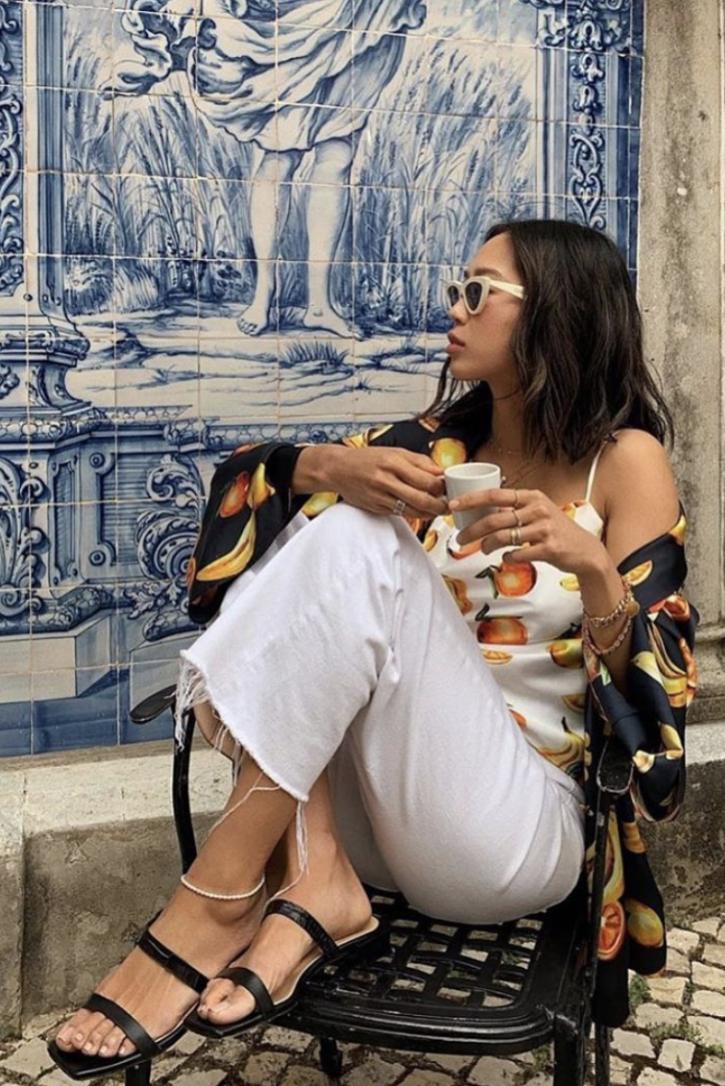 夏季时尚御姐凉鞋穿搭,气质牛皮凉鞋怎么搭配裤子