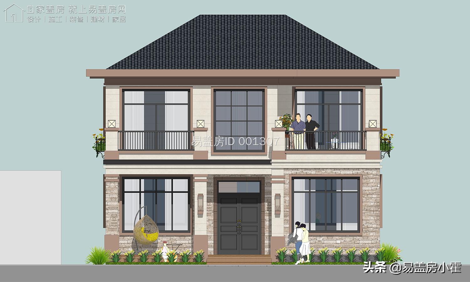 农村自建房2层欧式别墅设计,面宽10米欧式风格二层小别墅