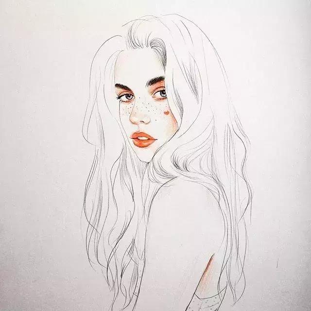 淡淡的彩铅插画，好迷人、性感