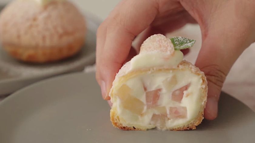 超好吃的蜜桃泡芙,超过100个赞的美食