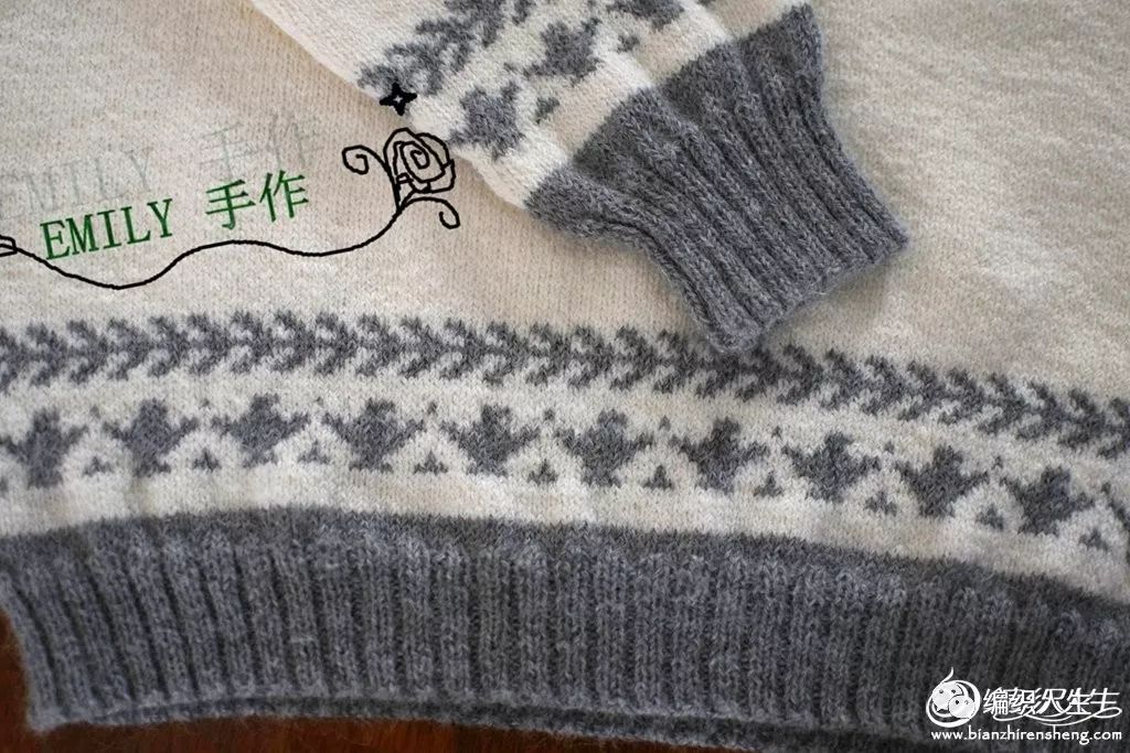 明月艺术棒针大男孩提花毛衣,从上往下织男士棒针毛衣配色教程