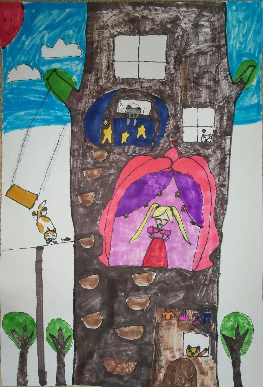 树洞画100幅欣赏,树洞松鼠儿童画