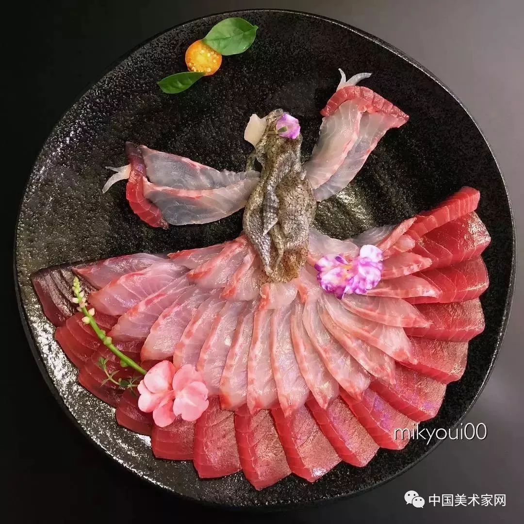 刺身的艺术图片大全,用生鱼片画作品
