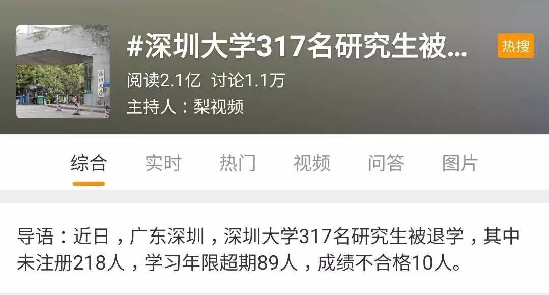 深圳大学317名研究生被退学:“前半生偷的懒,后半生拼命还!”