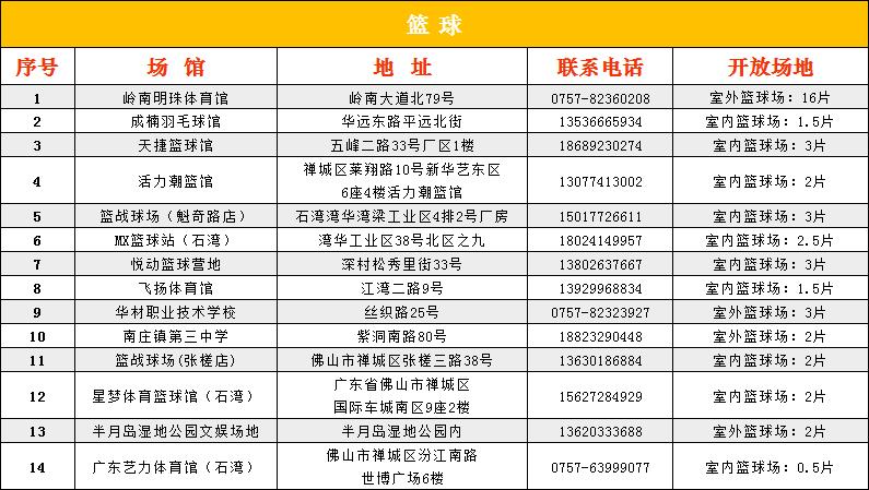 佛山室外篮球场免费开放,禅城免费篮球场在哪里