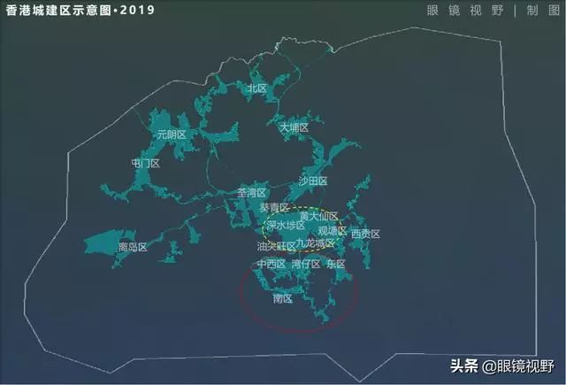 香港和深圳鸟瞰图,从太空看城市