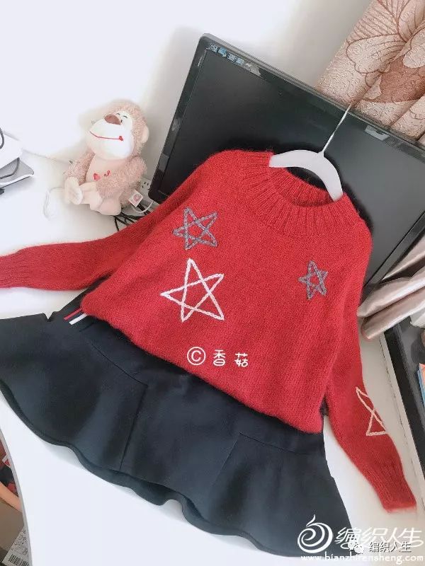 山羊绒女宝毛衣的编织教程,女宝彩虹色套头毛衣编织全过程