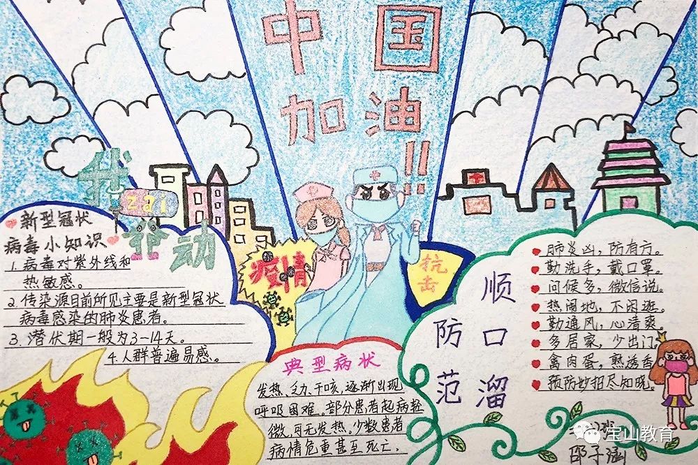 共同抗疫绘画简单五年级,共同抗疫主题绘画初中