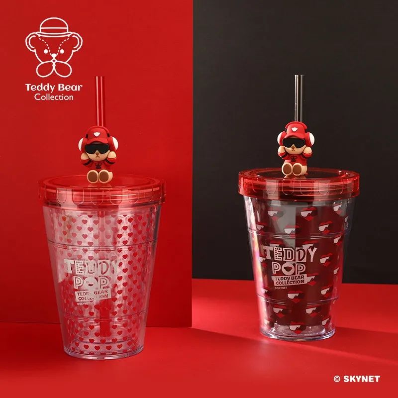 泰福高泰迪吸管杯,泰迪珍藏水杯