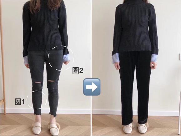 这条丝绒阔腿裤绝了，“吃肉”10斤，显高5CM！布料亮滑细腻