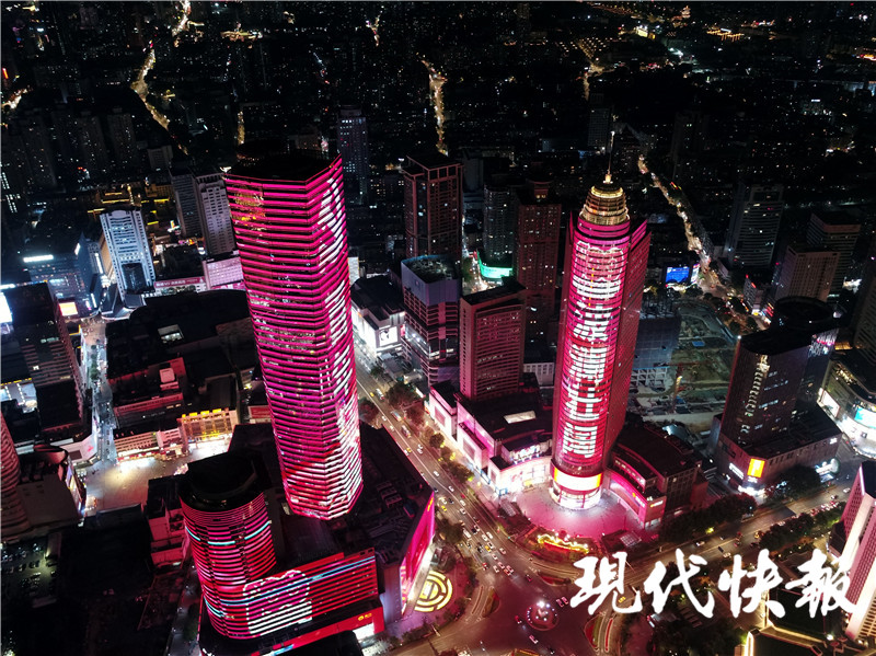 南京灯光秀塔,南京灯光秀全景