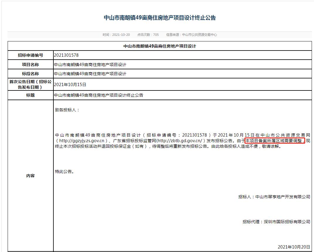 再次终止!南朗49亩商住房地情况有变!地块备案所属区域需调整