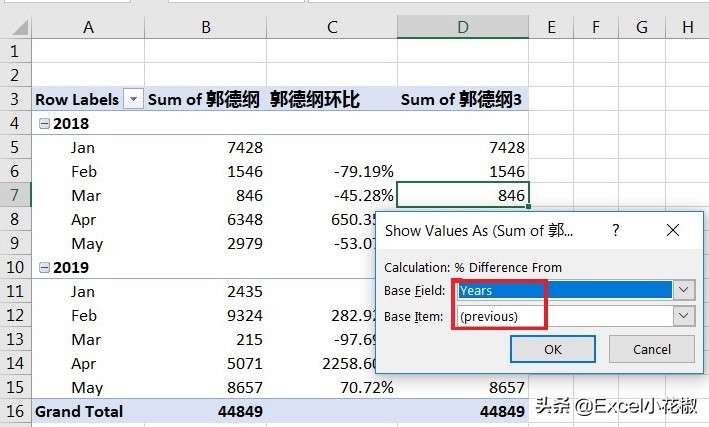 excel数据透视表计算公式的值,用excel数据透视表快速计算环比