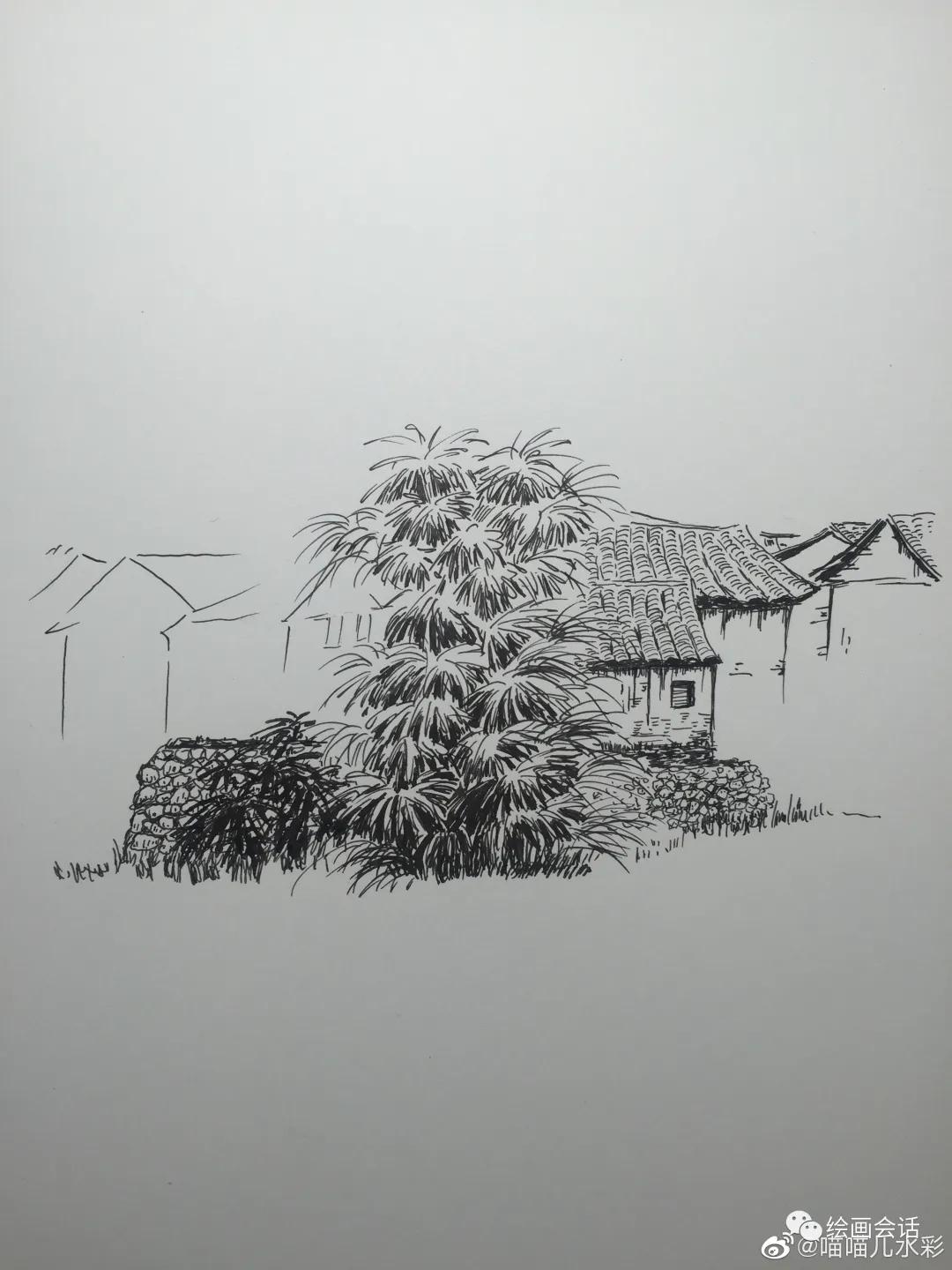 吴冠中钢笔风景速写,黄劲勇钢笔风景速写