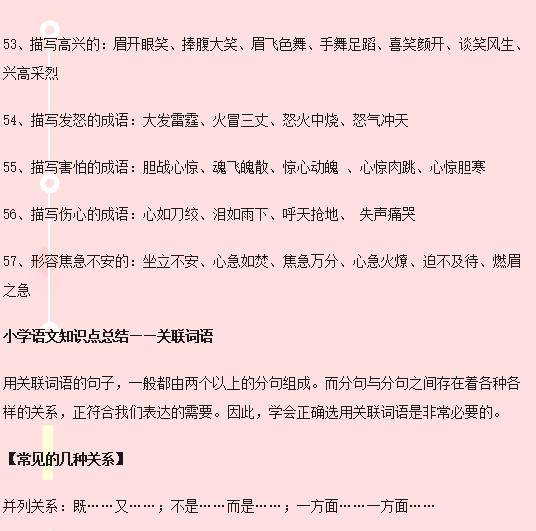 小学语文词语搭配的知识点,小学语文关联词知识点