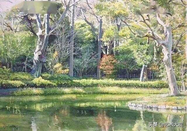 日本淡彩水彩画,日本富士山水彩画欣赏