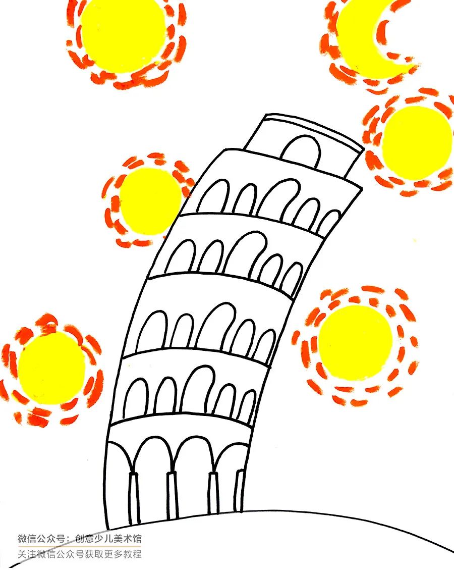 比萨斜塔立体画简单又好,意大利比萨斜塔儿童画
