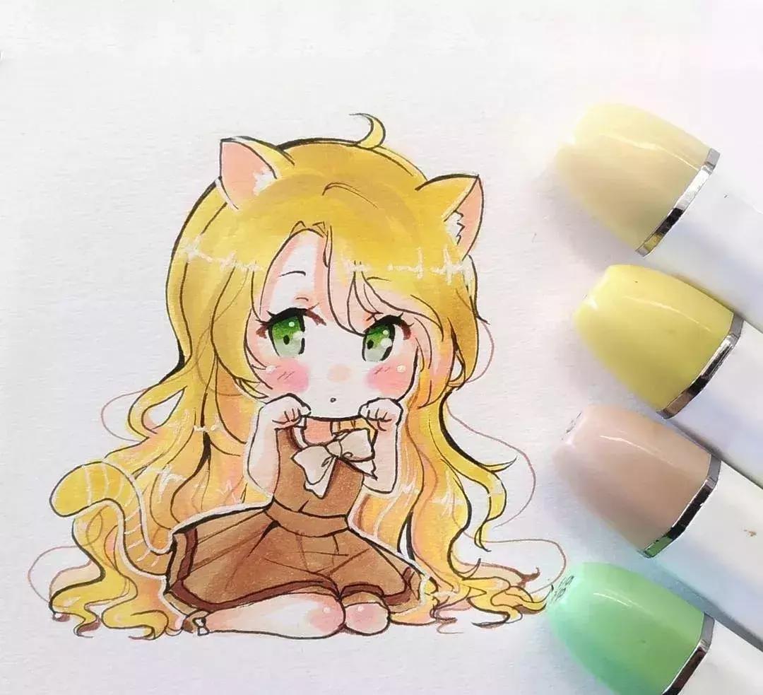 可爱动漫人物手绘马克笔,马克笔好看的动漫人物