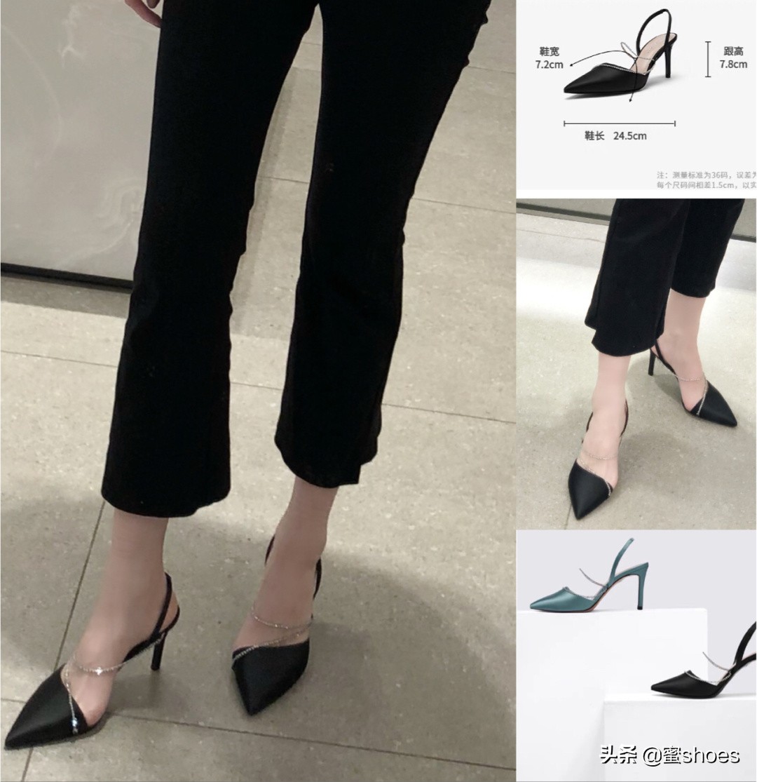 小ck裸色高跟鞋3-5厘米搭配,小ck蝴蝶结高跟鞋女粗跟水晶单鞋