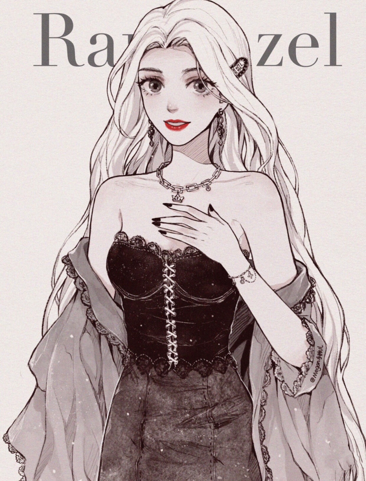 谁说黑+白很单调？素描画风的迪士尼公主，又甜又辣、超A街拍范