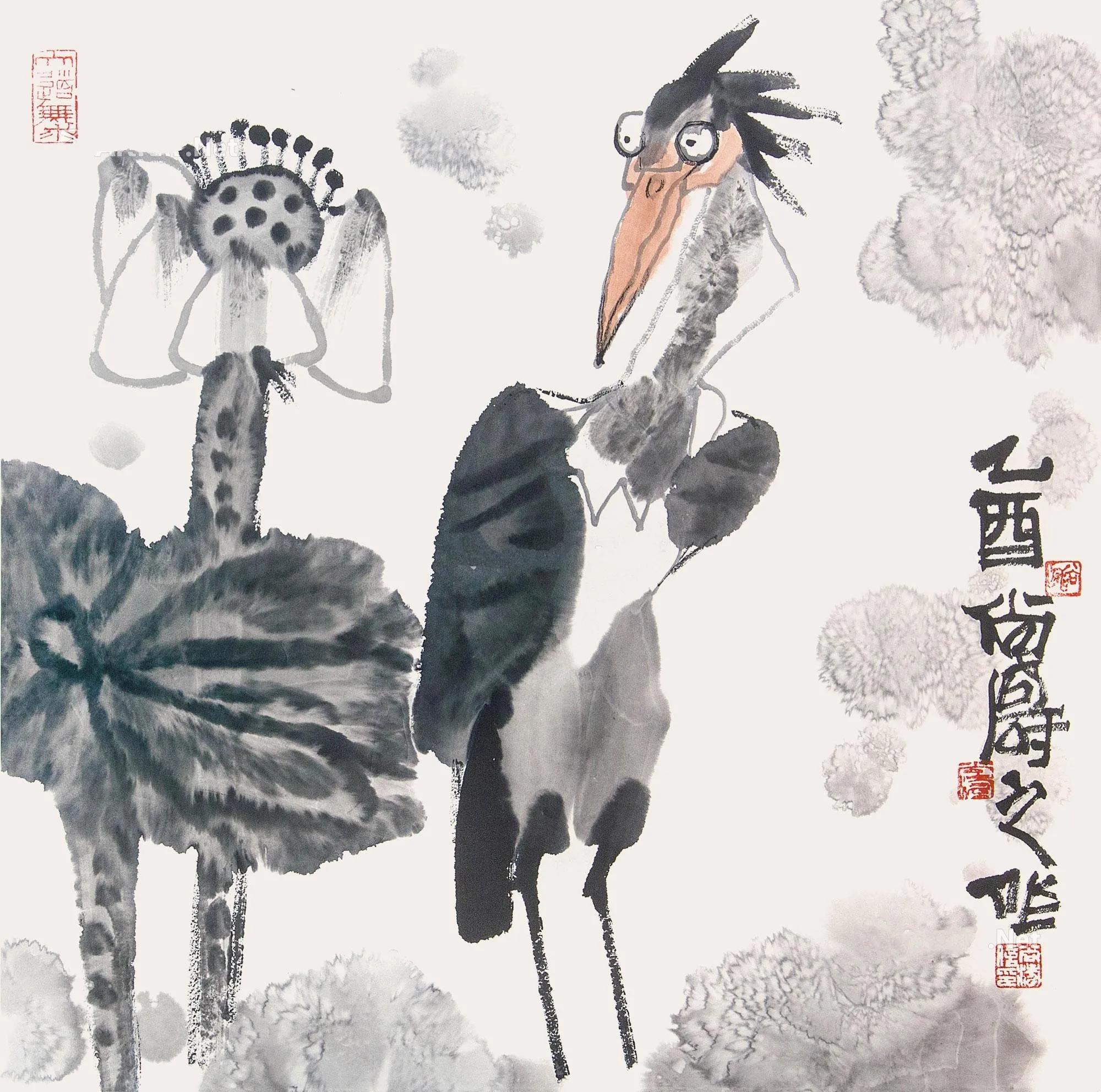 一团墨渍，几组干笔，尚涛的大写意非同凡响