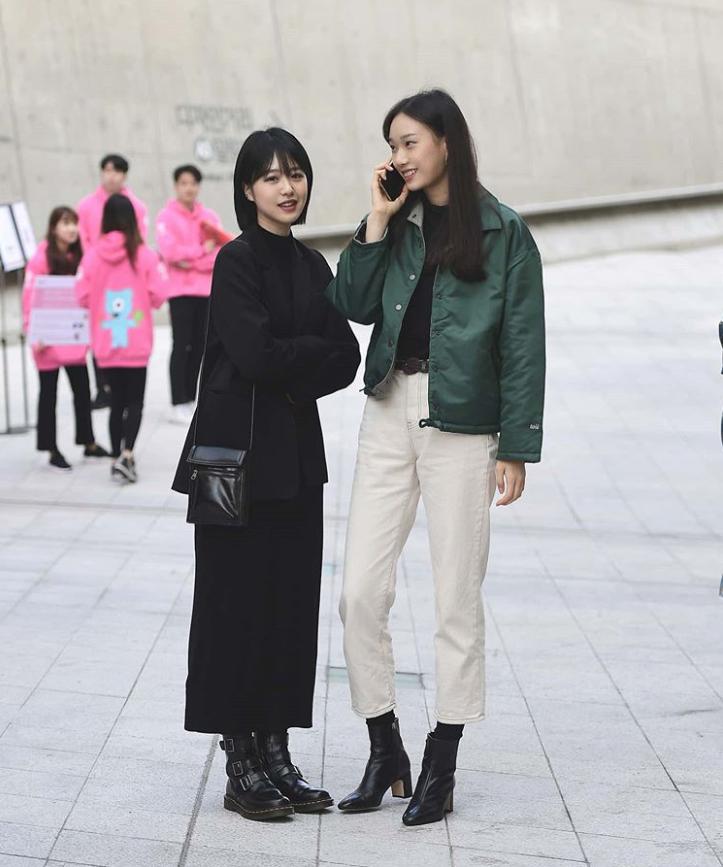 韩国街拍闺蜜装,韩国时尚秀穿搭