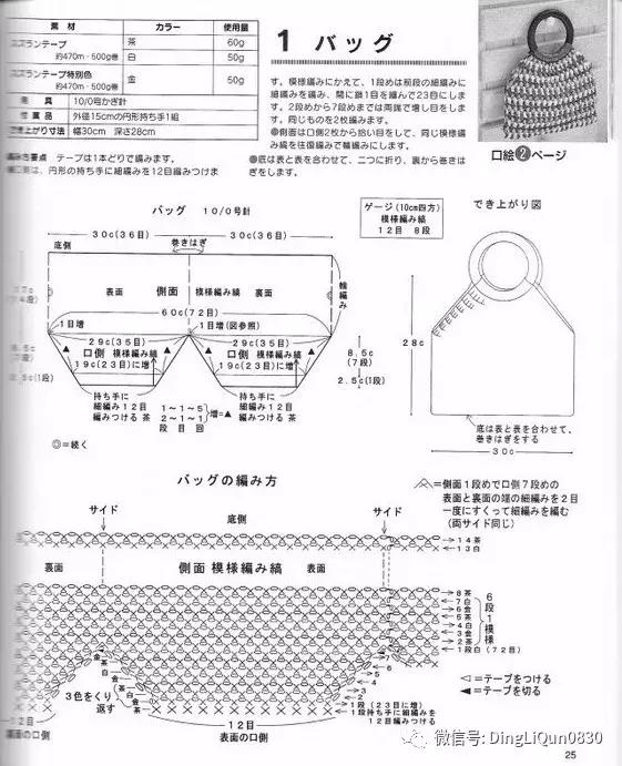 用一个塑料袋做包包,钩编包包的花样图解