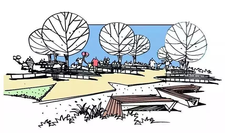 手绘效果图设计详解,干货五幅景观手绘效果图步骤图解