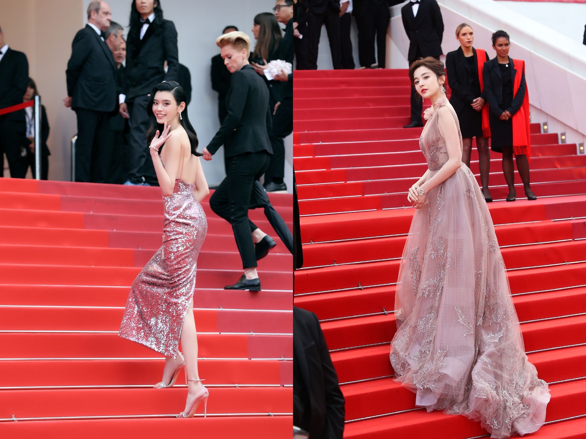 女星红毯如何整理裙摆,女明星走所有红毯礼服