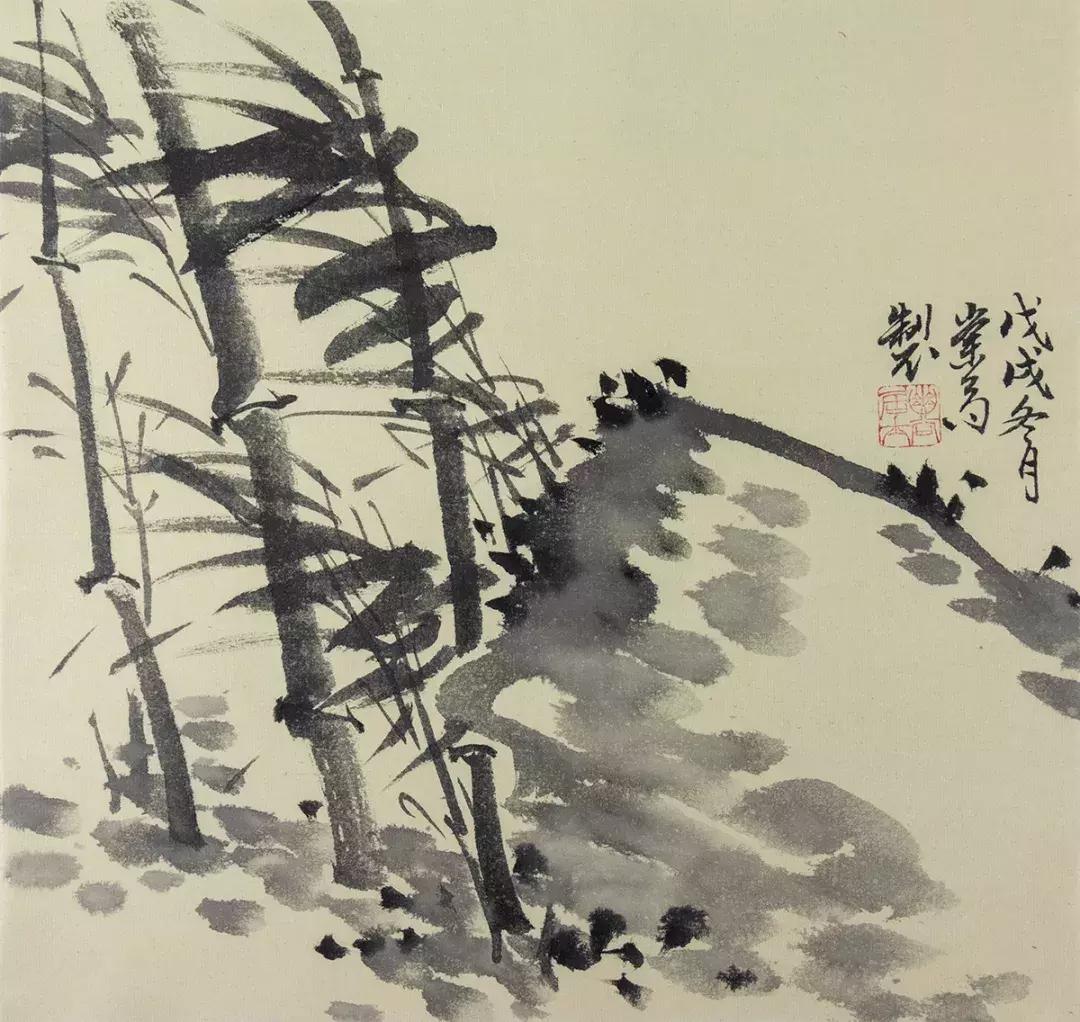 梅兰竹菊国画中的山石画法,梅兰竹菊国画写意教学视频