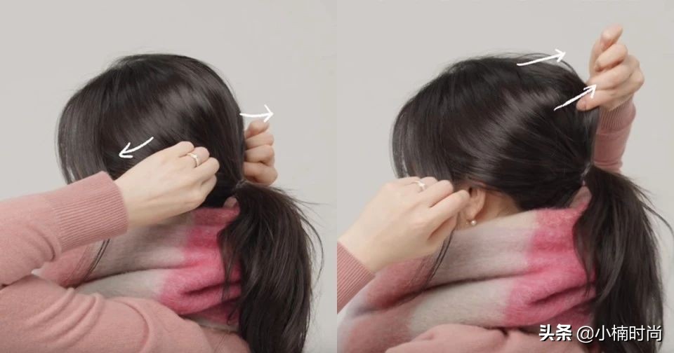 适合围巾帽子一体的发型,适合戴帽子的发型教程马尾
