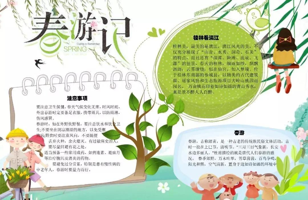 关于春天诗句的手抄报四年级,春天四字成语手抄报和古诗