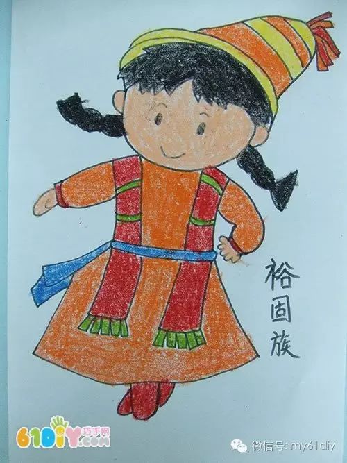 彩色少数民族儿童简笔画图片大全,五十六个民族简笔画卡通